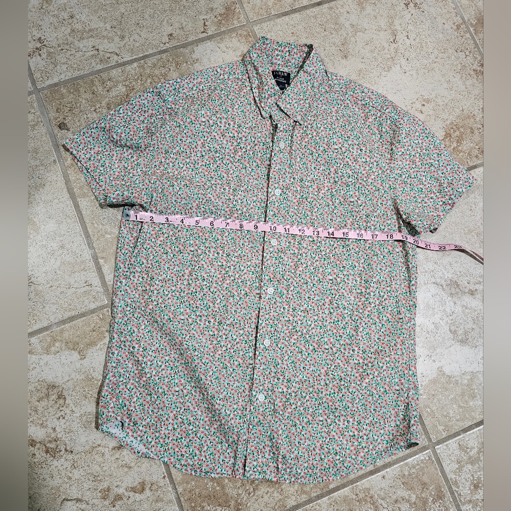 J.Crew Mens M Button Down White Floral Cotton Shirt Preppy Retro Summer - Picture 5 of 6